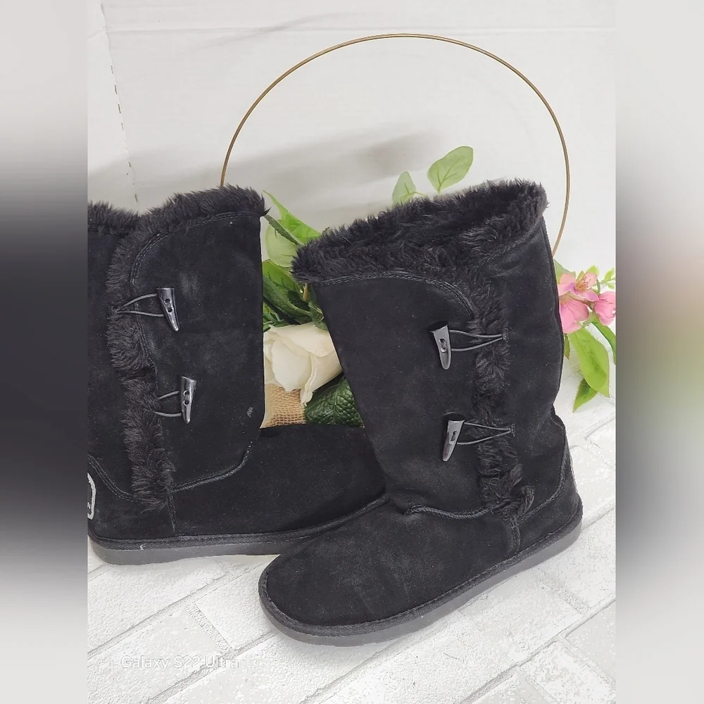 White Mountain Black Faux Fur Winter Boots